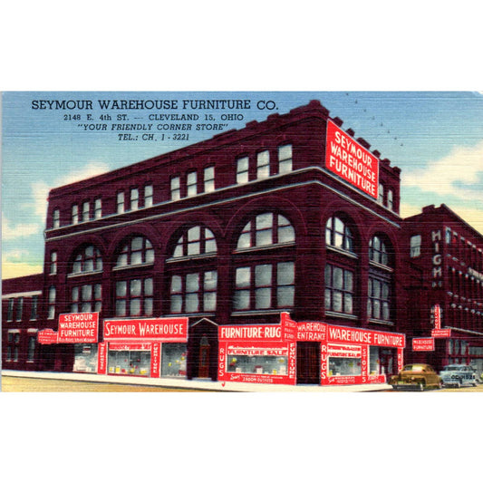 Vintage Postcard Seymour Warehouse Furniture Co Cleveland Ohio TD9