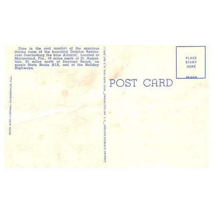 The Dolphin Restaurant and Marine Village Marineland Florida - Postcard TJ8-2