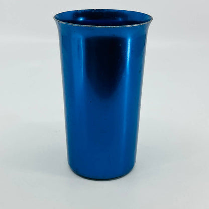 Vintage Sunburst Cobalt Blue Anodized Aluminum Tumbler Glass 5” TC2