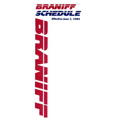 1984 Braniff MK LI Inaugural System Schedule Timetable Brochure SE4