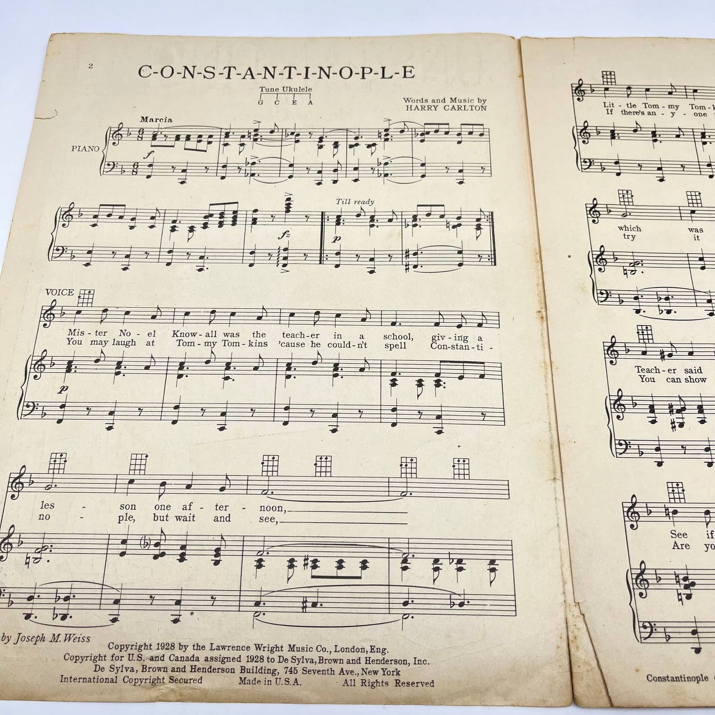 1928 Sheet Music Constantinople by Harry Carlton TF9