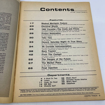 1983 June Keepin' Track of Vettes Corvette Magazine '84 Vette Preview TG1