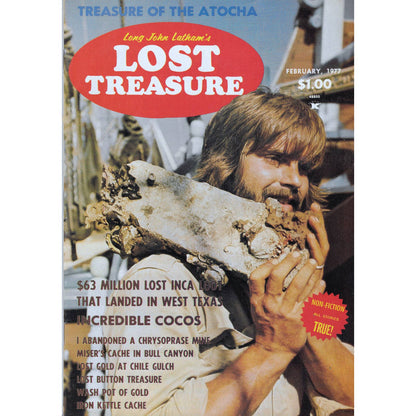 Long John Lathams Lost Treasure Magazine Lost Mines, Buried, Sunken Feb 1977 M1