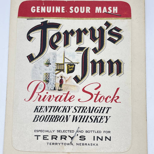 Terry’s Inn Private Stock Bourbon Whiskey Label Terrytown Nebraska