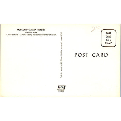 Kinderschule Museum of Amana History Dolls Amana IA Original Postcard PB6