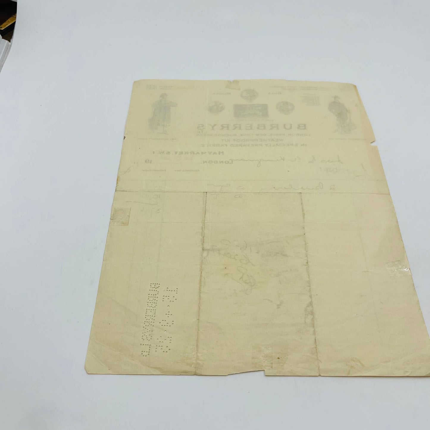 1925 Burberrys Ltd London Billhead Letterhead Receipt AA4