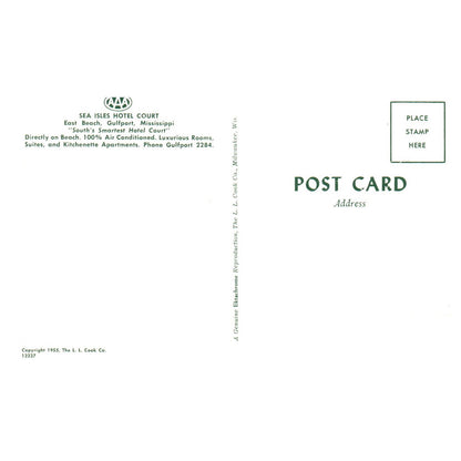 Sea Isles Hotel Court AAA Gulfport Mississippi - Postcard TJ8-2