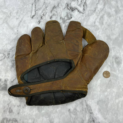 c1920 Single Web Strap Diamond W47 Leather Oil Treated Baseball Glove TJ8