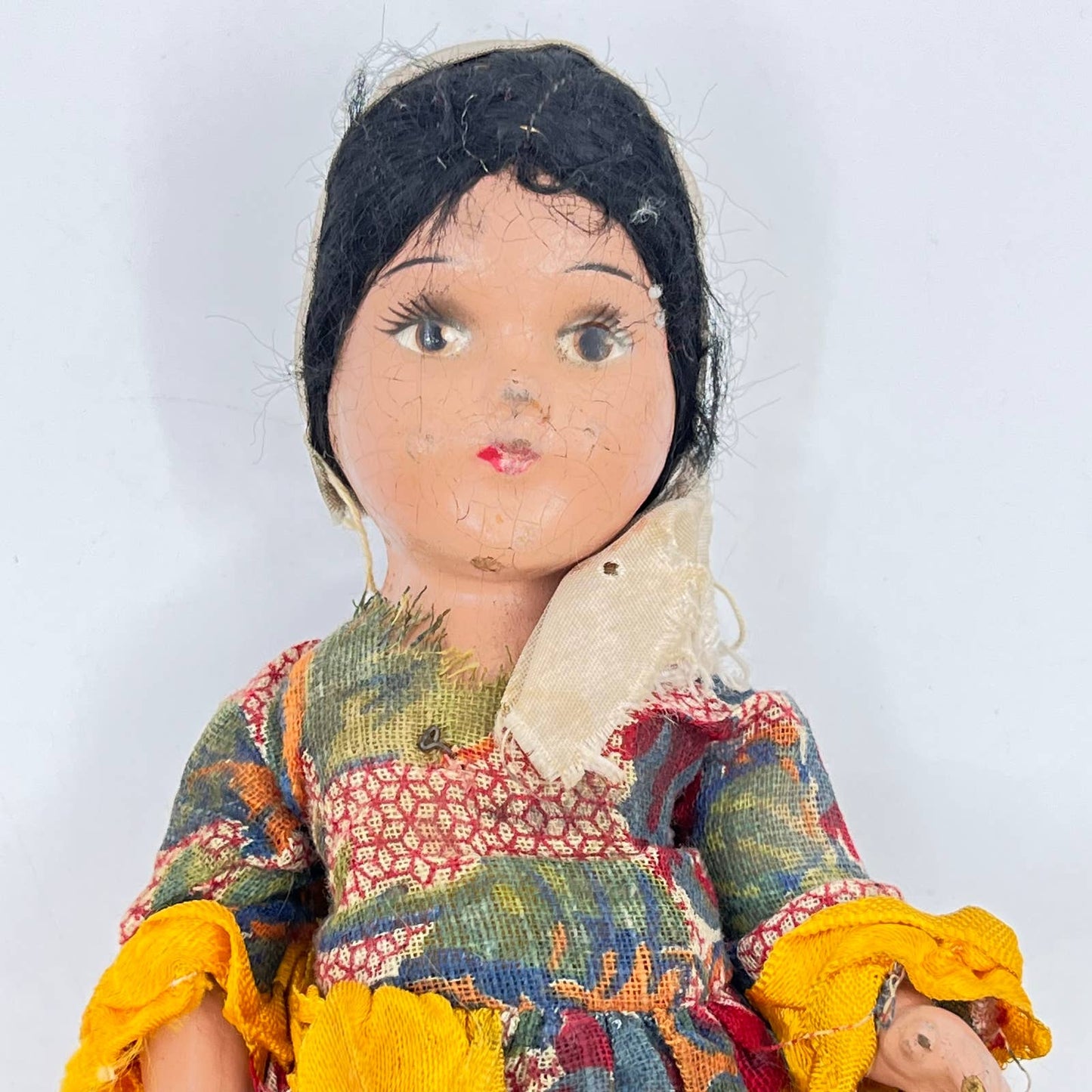 Souvenir Mexican Girl Doll 1940's/50's Beautiful Hand Painted TE5