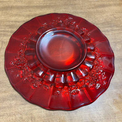 L.G. WRIGHT Ruby Red Glass Panel Grape 9 3/4” Dinner Plate TB1
