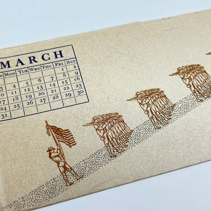 1910s Blotter Card The Rice Press March Calendar Army Soldiers Flint MI SC8