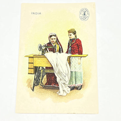 1880s Victorian Trade Card Singer Sewing Machines India Women Sewing AB6