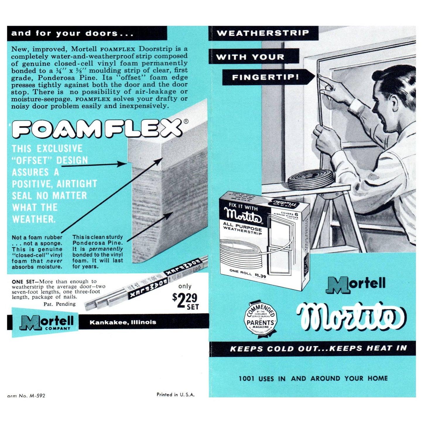 1950s MCM Advertising Brochure Mortell Mortite Weatherstrip Foamflex SE4