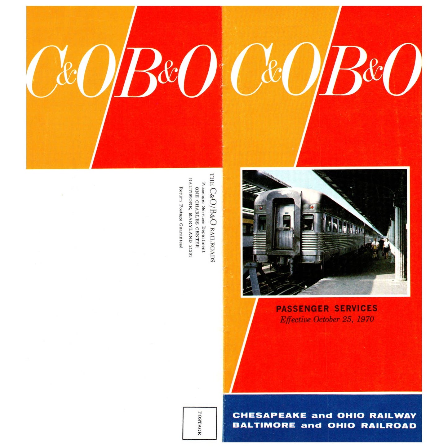 1970 C&O/B&O Railroad Passenger Services Timetable SE4