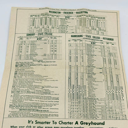 1961 Eastern Greyhound Lines Bus Time Table Baltimore Pittsburgh New York SC2