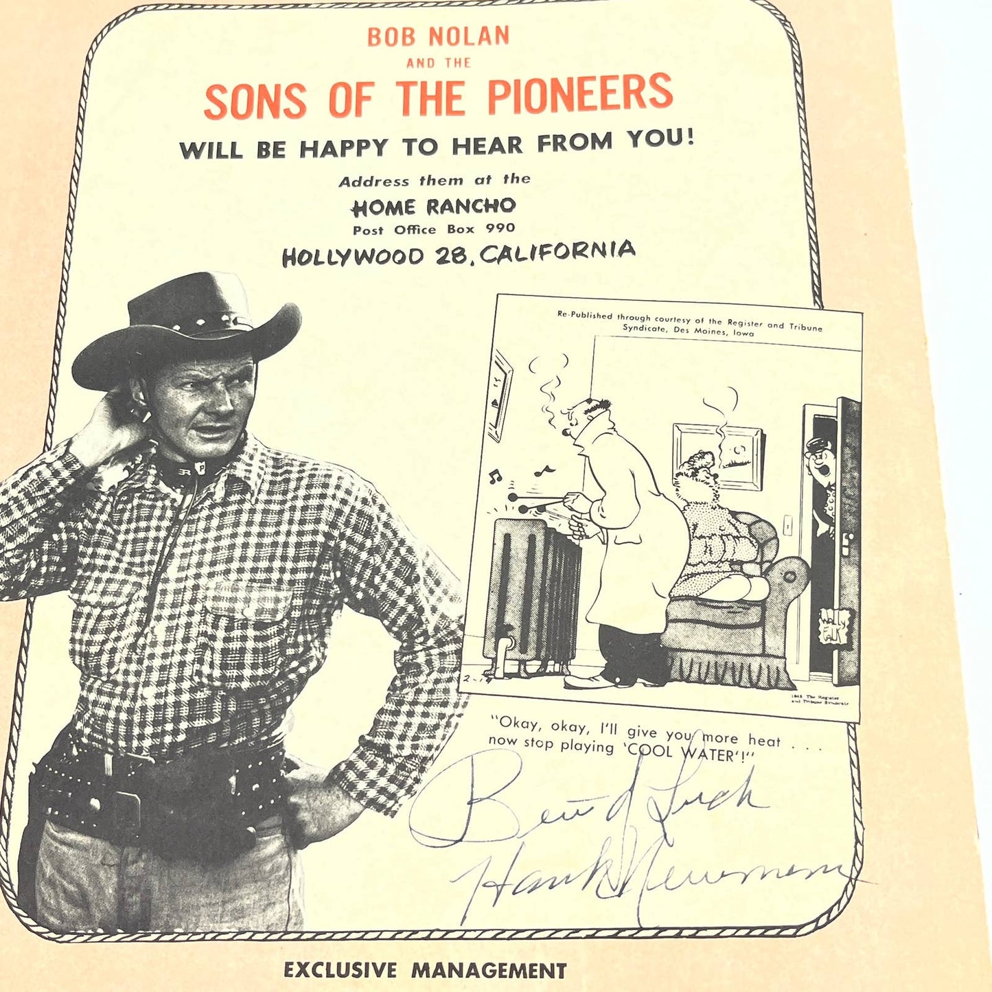 1940s SIGNED Bob Nolan and the Sons of the Pioneers 15th Anniversary Program TG4