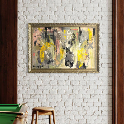 Original LARGE Framed Abstract Art Painting 40x28 “Saturday Morning” w/ COA