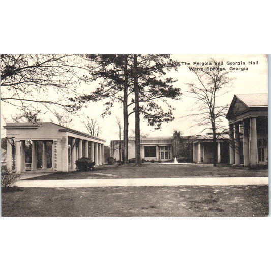 The Pergola and Georgia Hall Warm Springs GA Original Postcard TK1-P1