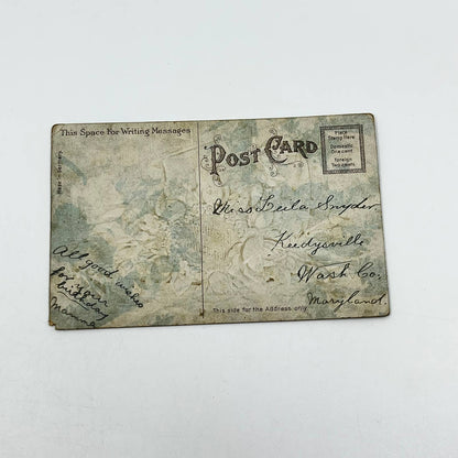 1910s Postcard Birthday Embossed Clipper Ship Lighthouse Gilt SC9