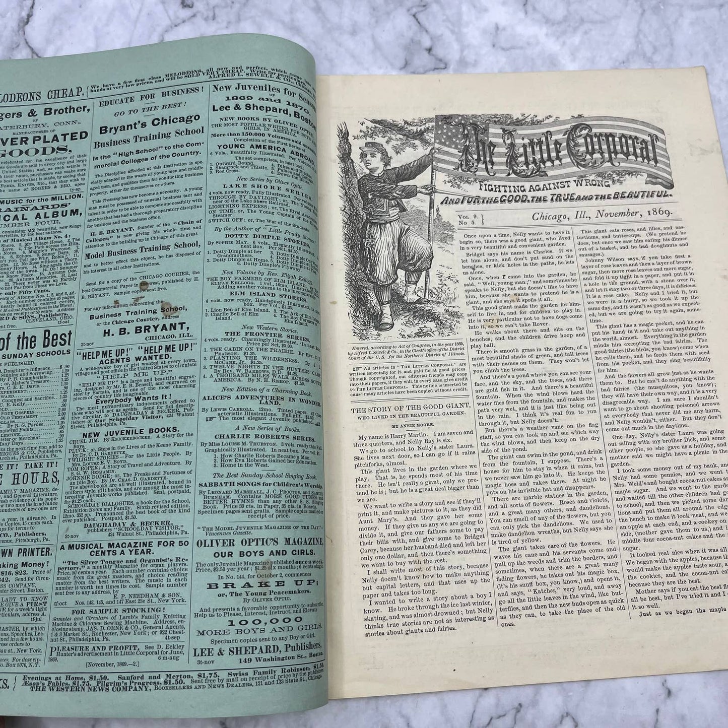 1869 Nov - The Little Corporal Original Magazine For Boys And Girls TB5