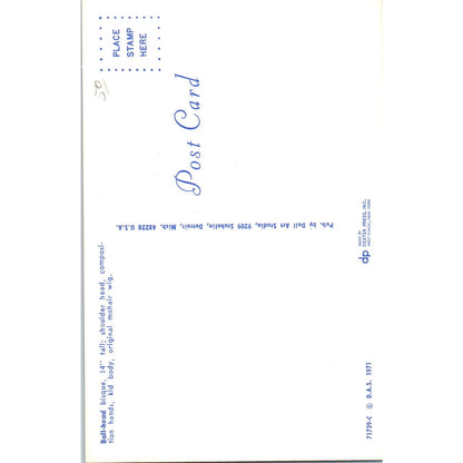 Ball-Head Bisque Kid Body Doll Art Studio 1971 Original Postcard PB6