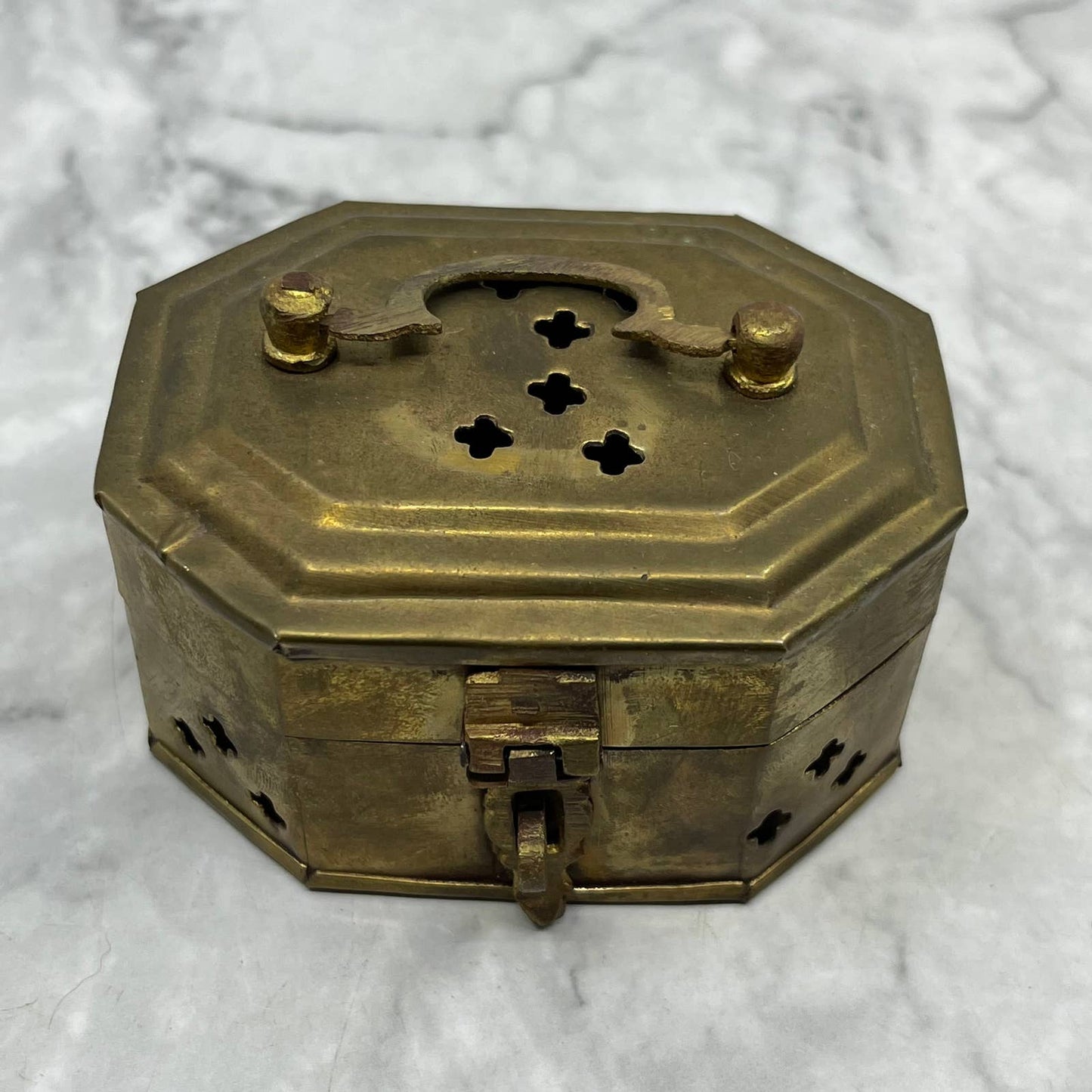 Vintage Brass Cricket Box Trinket Hinged Handle Latch Made In India 2.75x 3 TB6