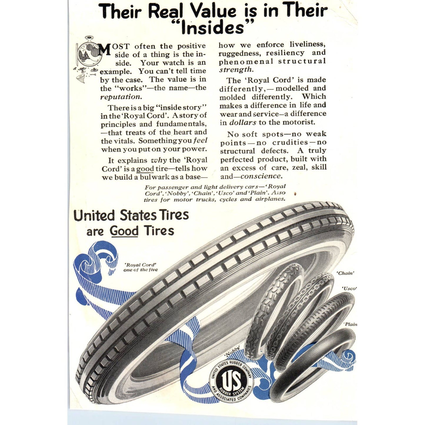 c1920 Harper's Magazine Ad - US Rubber System United States Tires EA3