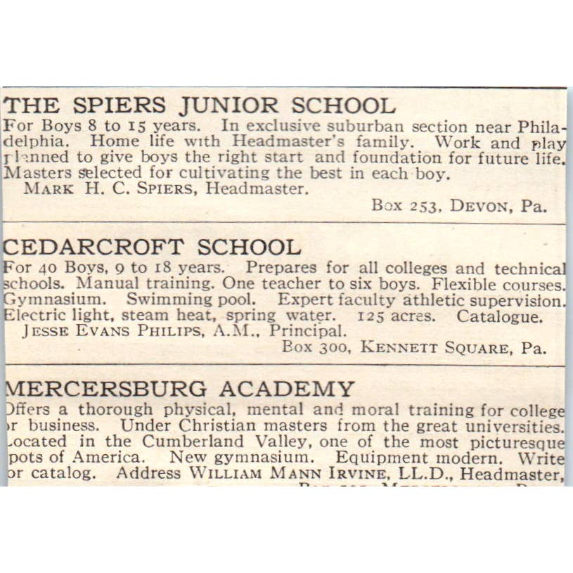 c1920 Harper's Magazine Ad Loomis College Prep N.H. Batchelder Windsor CT EA3-2