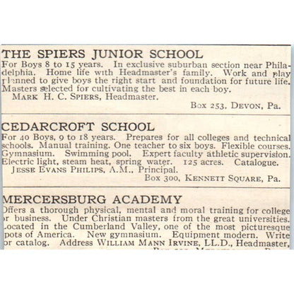 c1920 Harper's Magazine Ad Loomis College Prep N.H. Batchelder Windsor CT EA3-2