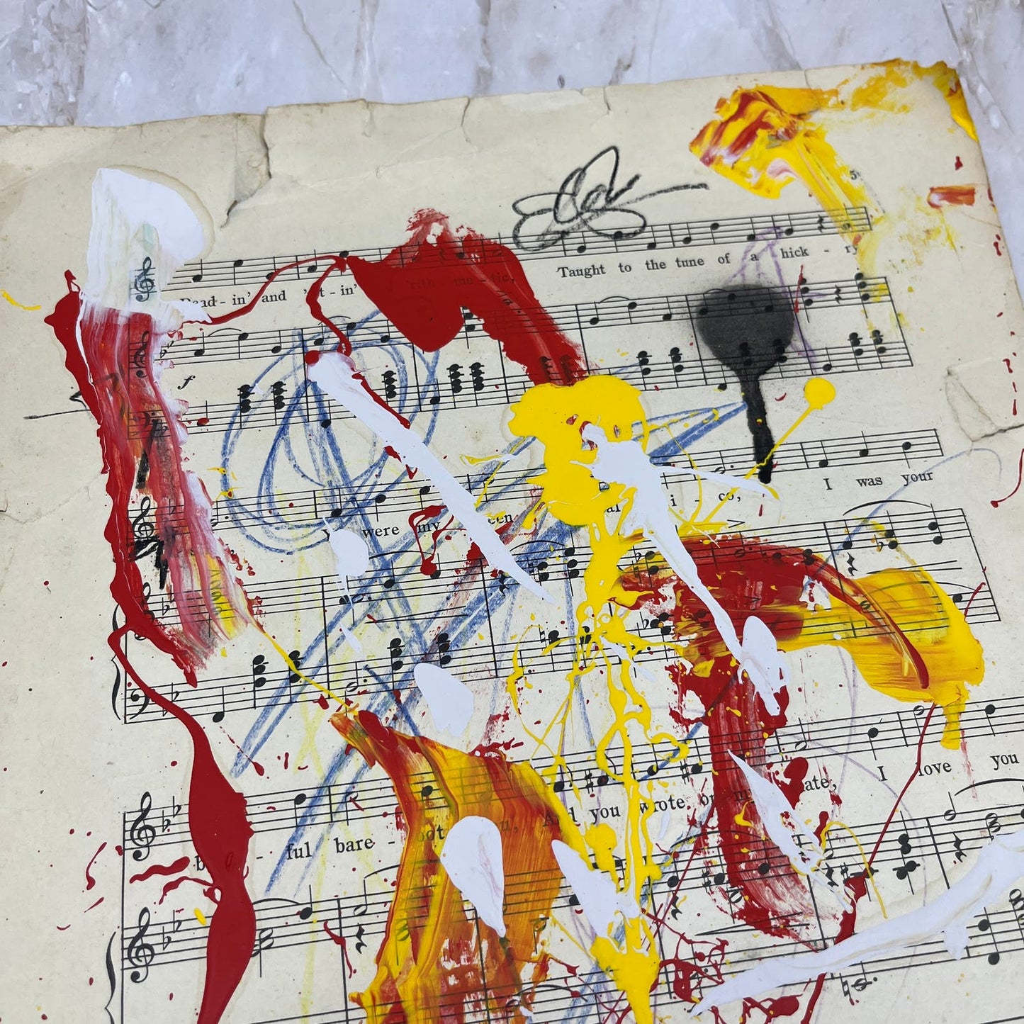 Original Mixed Media Abstract Art Painting 10x13.5” Vivid Notes Signed #3