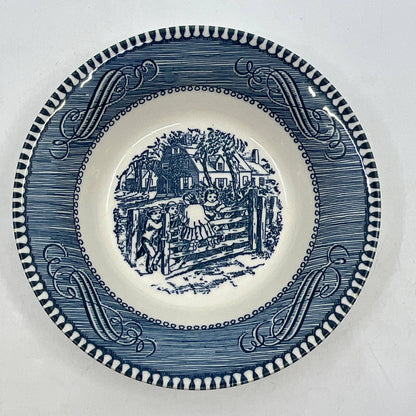 Currier Ives Royal China Blue Fruit Dessert Bowl Old Farm Gate 5 5/8" TI3