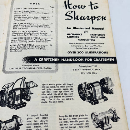 1966 Sears Craftsman How To Sharpen Handbook 200 Illustrations BA2