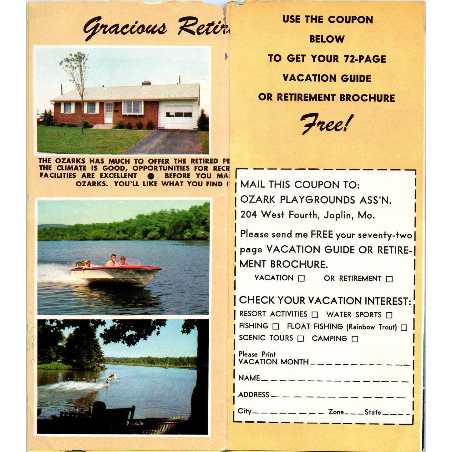 Vintage Brochure - Ozark Playgrounds Association Guide Arkansas Missouri SE3-3