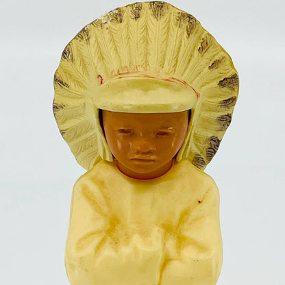 Vintage 1950s Native American Indian Chief Man Warrior Celluloid Doll 6” TB5