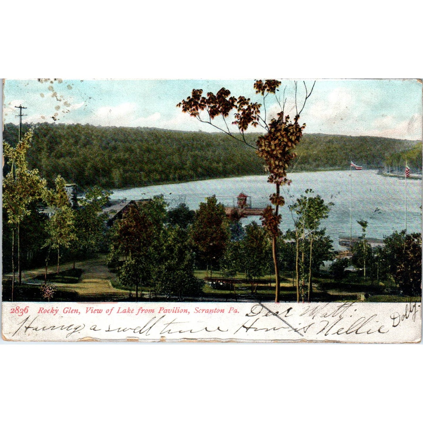 1907 Postcard Rocky Glen View of Lake Pavillion Scranton PA TD9-P1