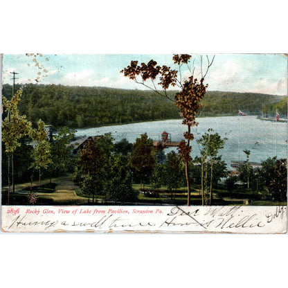 1907 Postcard Rocky Glen View of Lake Pavillion Scranton PA TD9-P1