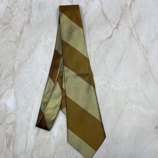 Retro 1960s Men's Gold Stripe 50% Silk 50% Polyester Necktie Tie TJ9