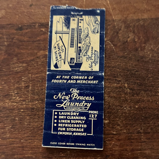 The New Process Laundry Emporia Kansas Advertising Matchbook Cover SB3-M4