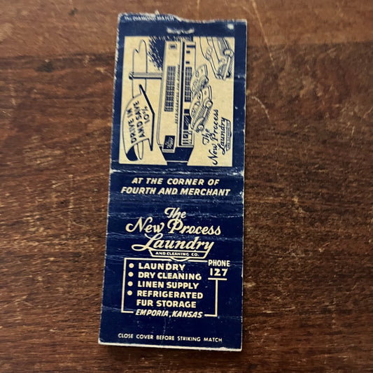 The New Process Laundry Emporia Kansas Advertising Matchbook Cover MM11-8