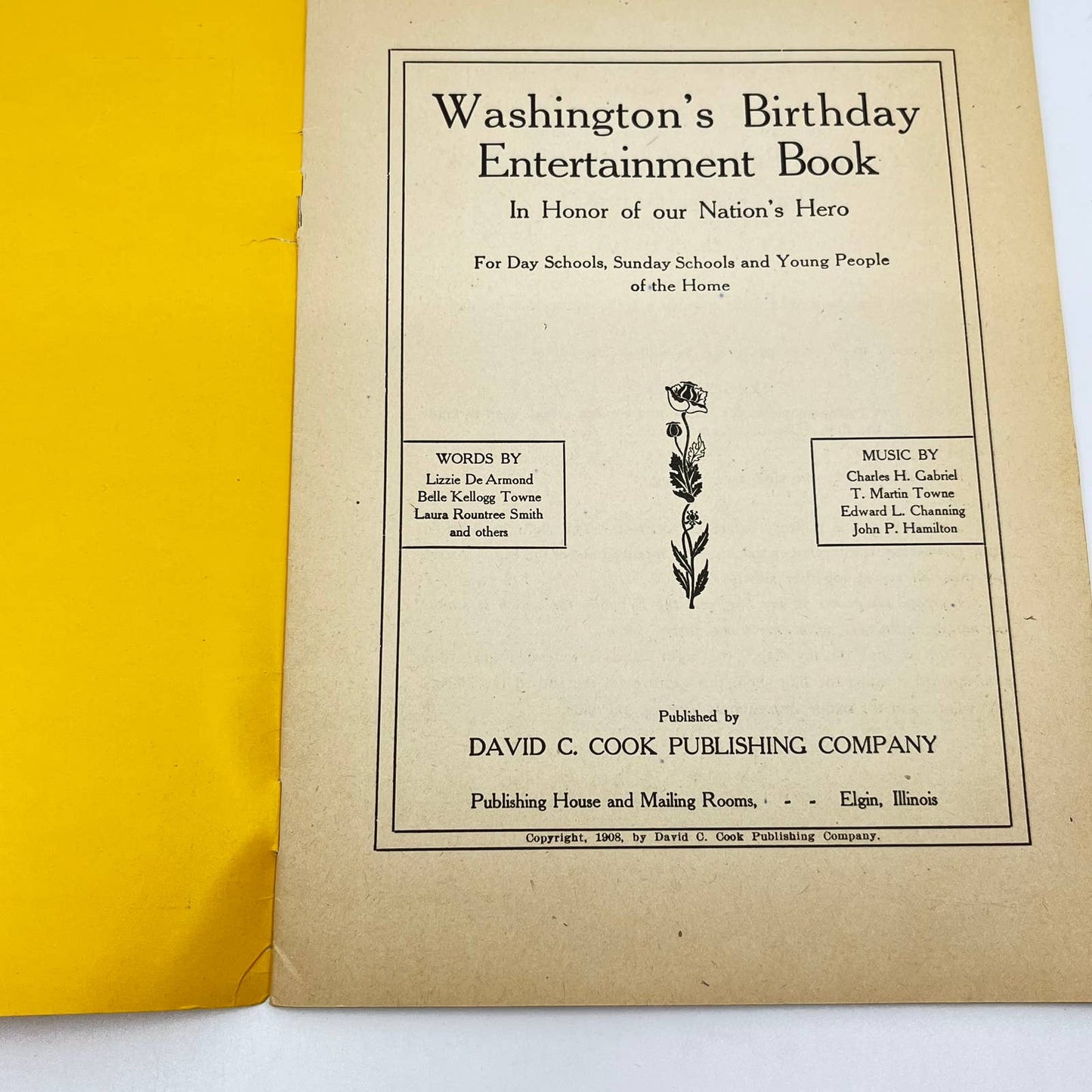 1908 Washington's Birthday Entertainment Book Songs Drills Concerted Pieces TF7