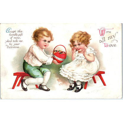 Ellen Clapsaddle Valentines Boy and Girl c1910 Original Postcard TK1-26