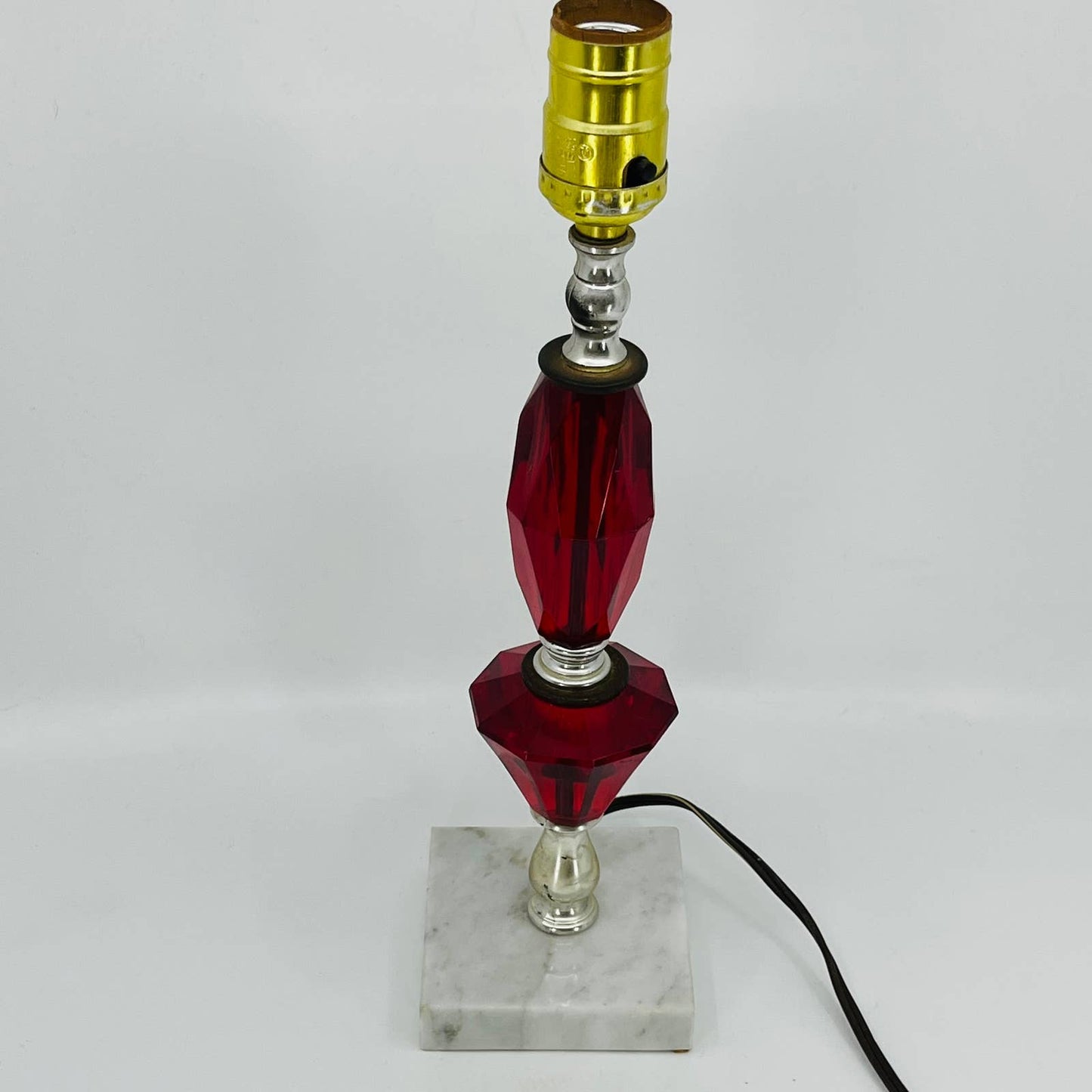 1950s MCM Mod Red Lucite Table Lamp with Marble Base WORKS 13.5” TC6