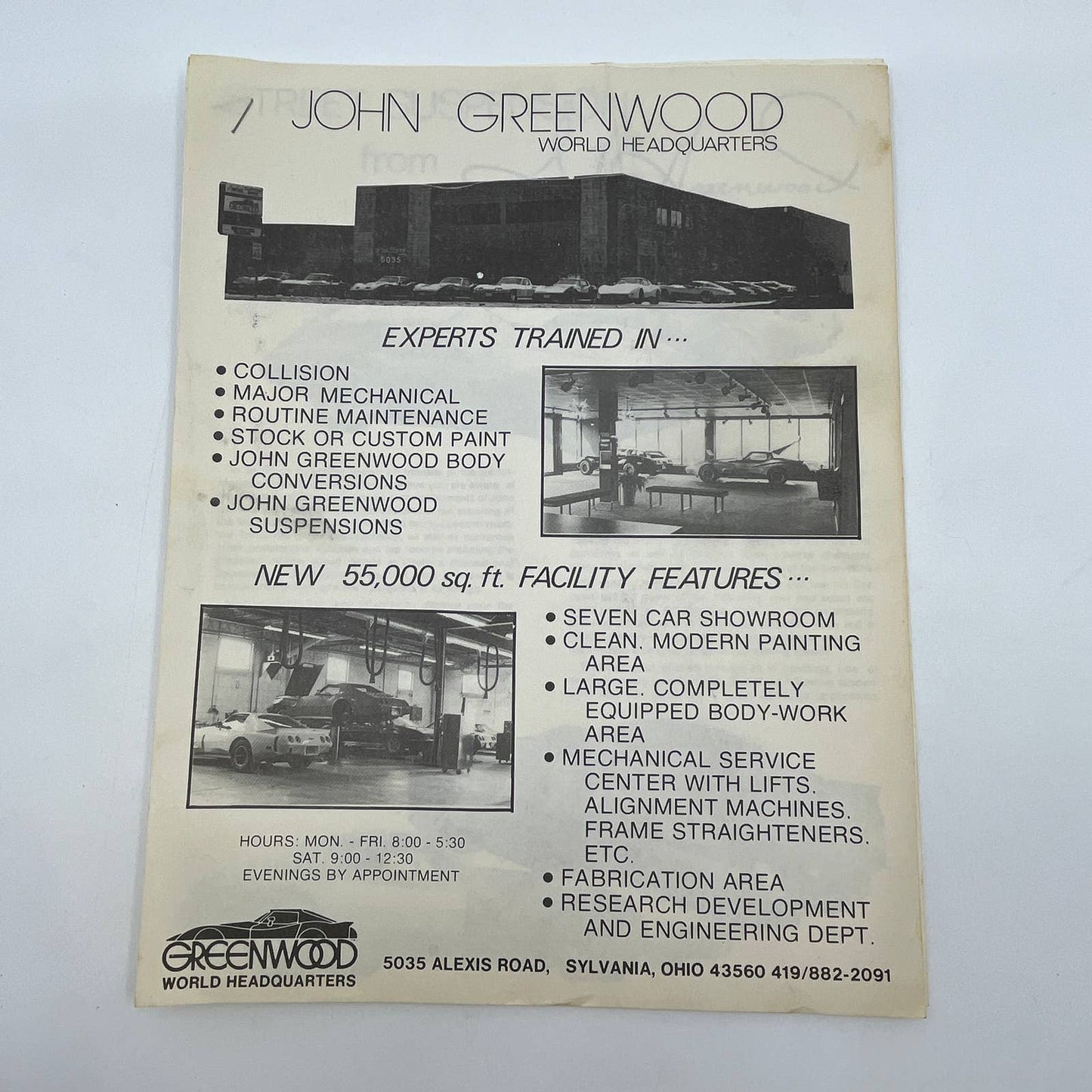 1970s John Greenwood Corvette Conversion Flyer Catalog Order Form Sylvania OH TG1