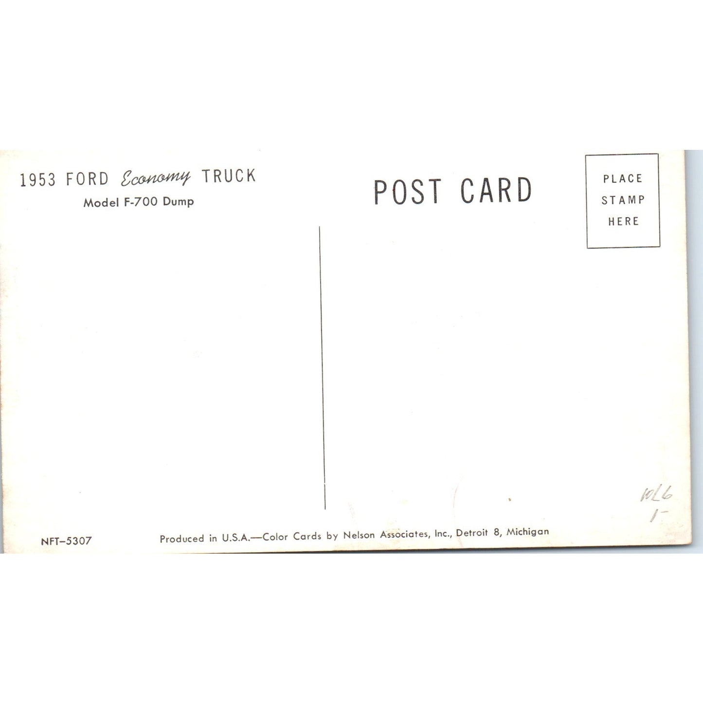 1953 Ford Economy Truck Model F-700 Dump Original Postcard P2-1
