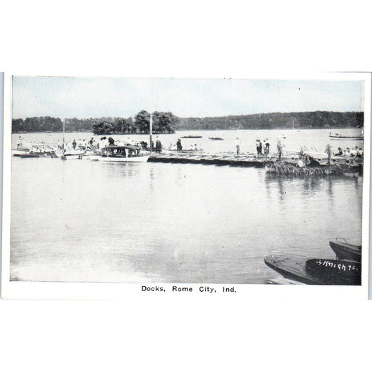 The Docks at Rome City Indiana c1935 - Original RPPC Postcard TJ7-RP3