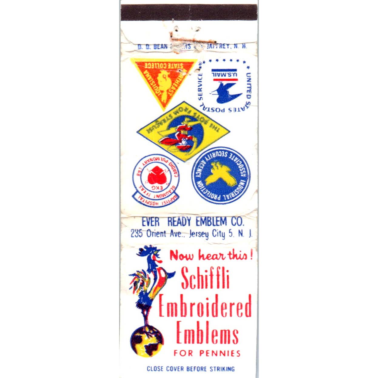 Schiffli Embroidered Emblems Advertising Matchbook Cover SA1-M9