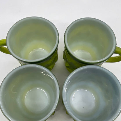 Vintage Fire King GREEN Ombre Kimberly Diamond Mug Set of 4 TH5-1