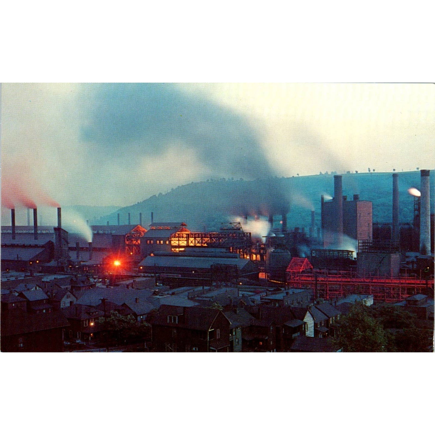 Vintage Postcard Ohio River Valley Steel Mills Weirton & Wheeling TI1-1