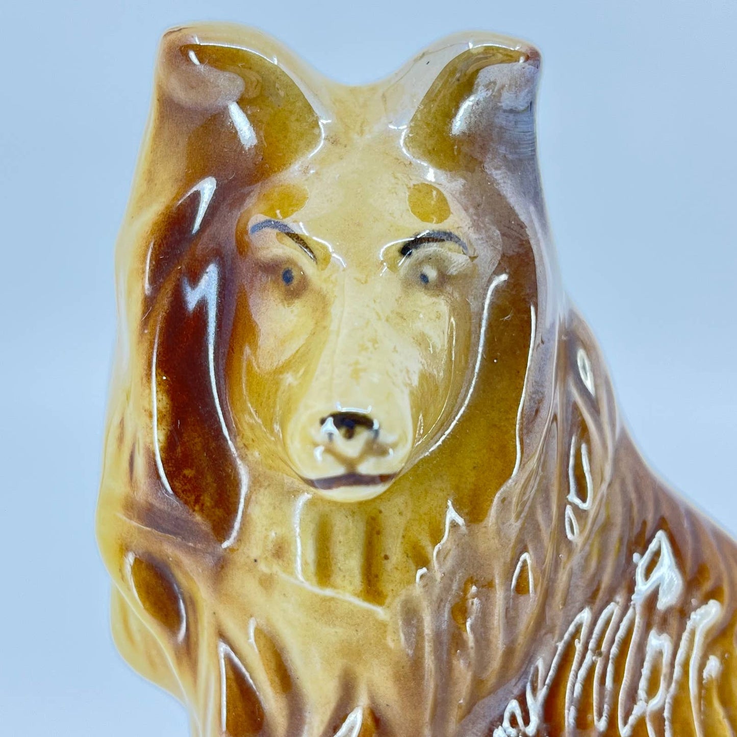 Vintage Hand Painted Porcelain Collie Dog Statue Puppy Ceramic  Sheltie 6” TE3