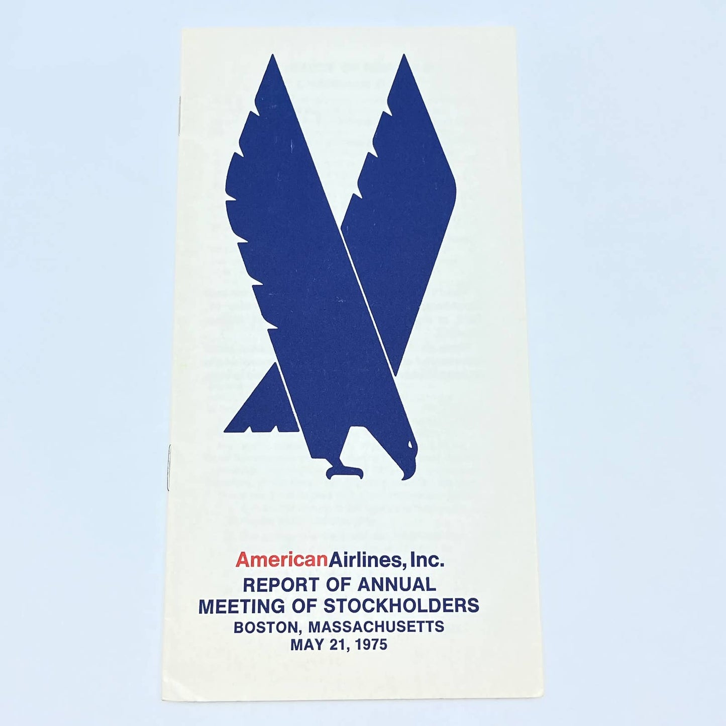 1975 American Airlines Report of Annual Meeting of Stockholders Boston MA AB8